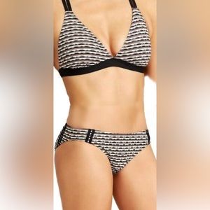 Athleta Waveline Bikini Bottom and Top Foxtail Taupe Black White